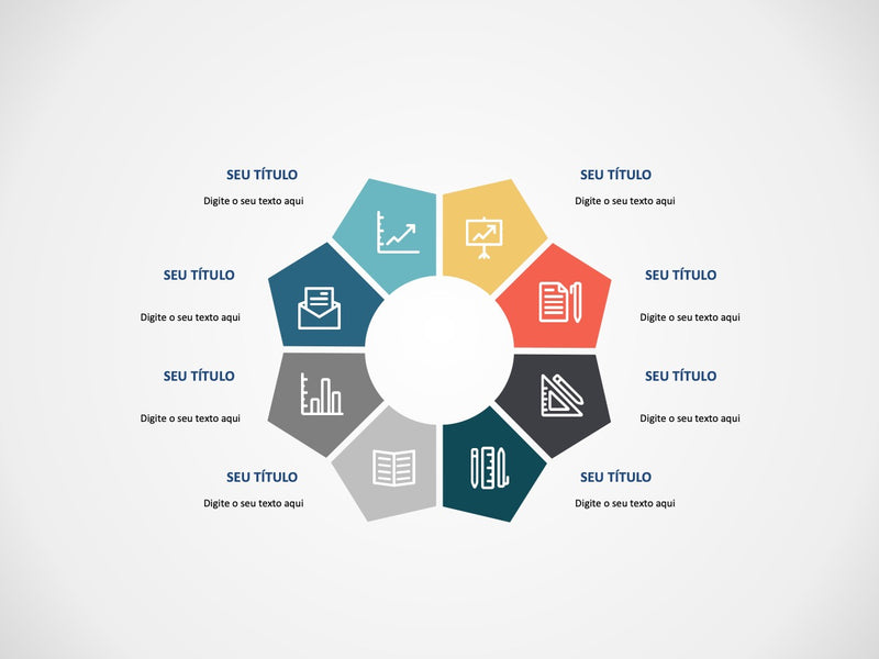 Processo Infográfico Estrela 8 Etapas - Slide Individual