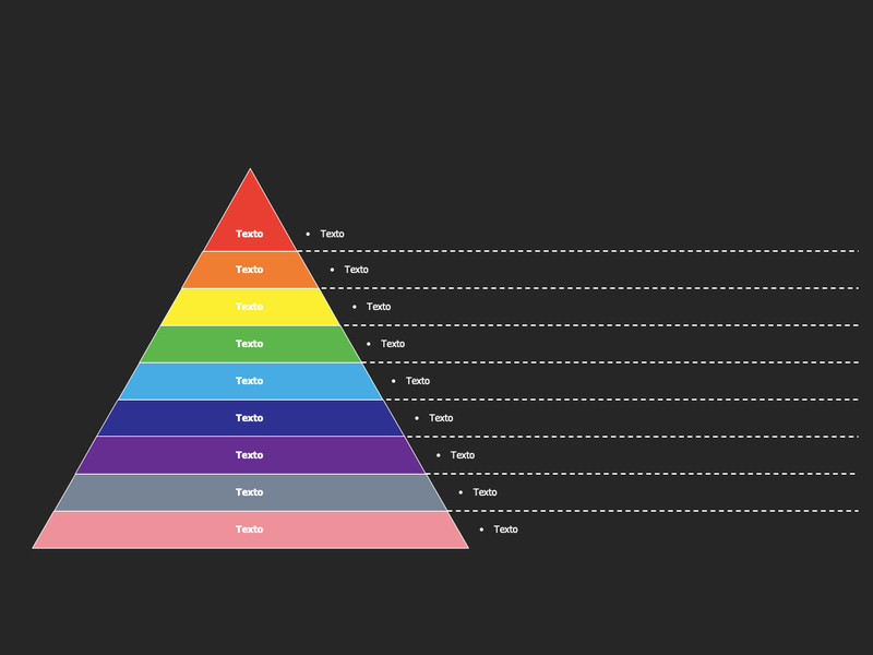 Pirâmide com 9 Etapas Escuro - Slide Individual