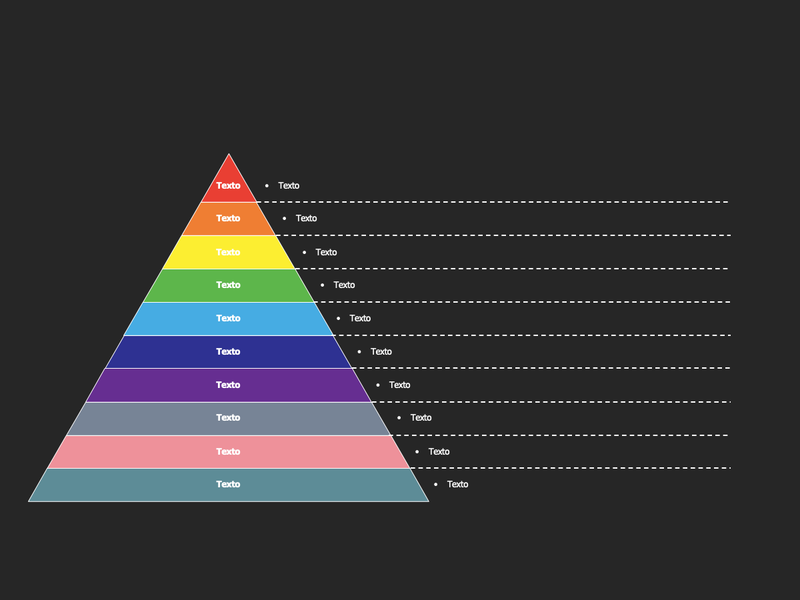 Pirâmide com 10 Etapas Escuro - Slide Individual