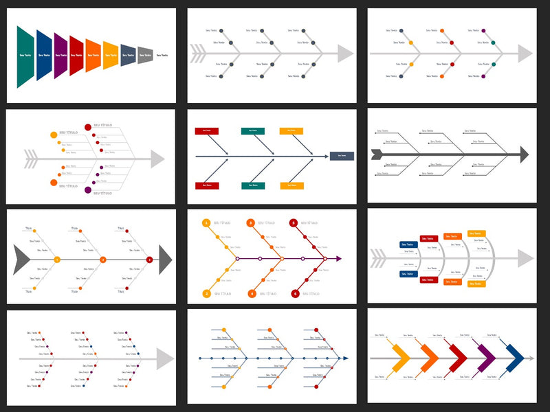 Diagrama de Ishikawa - Pacote com 15 Slides