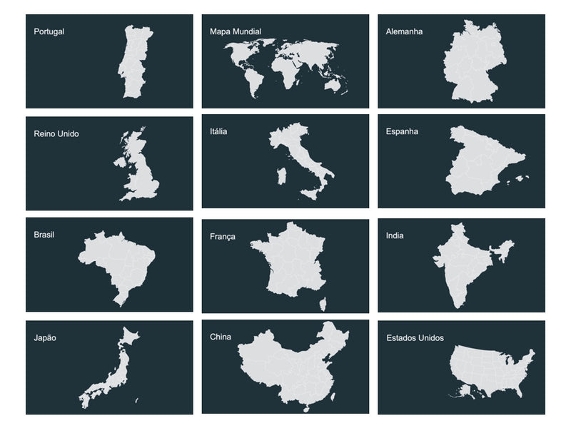 Países com divisão de Estados - Pacote com 15 slides