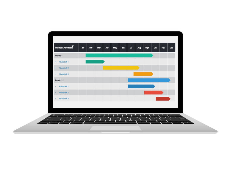 Gráfico com Gantt - Pacote com 12 Slides