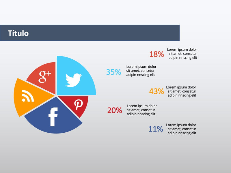 Infográfico com Redes Sociais - Pacote com 12 Slides