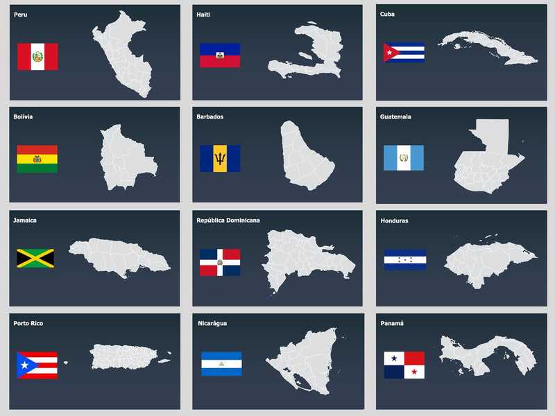 Mapas do Mundo Divididos por Estado - Pacote com 150 Slides