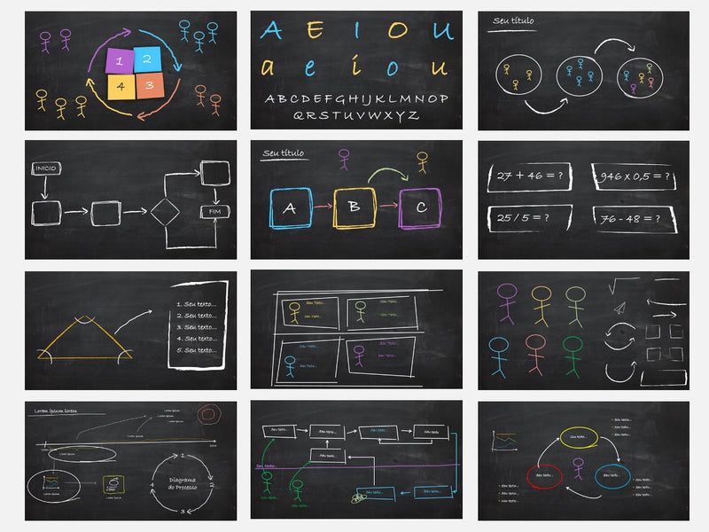 Lousa de Escola - Pacote com 30 Slides - Template de Apresentação