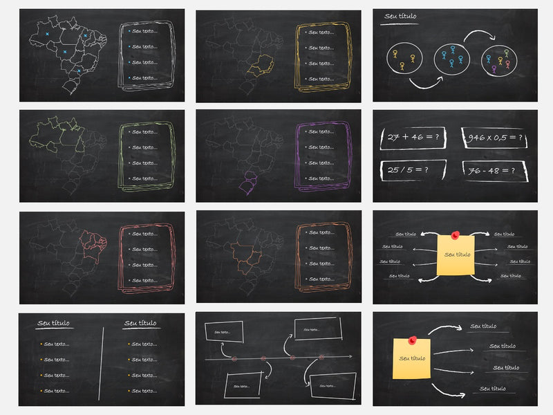 Lousa de Escola - Pacote com 30 Slides - Template de Apresentação