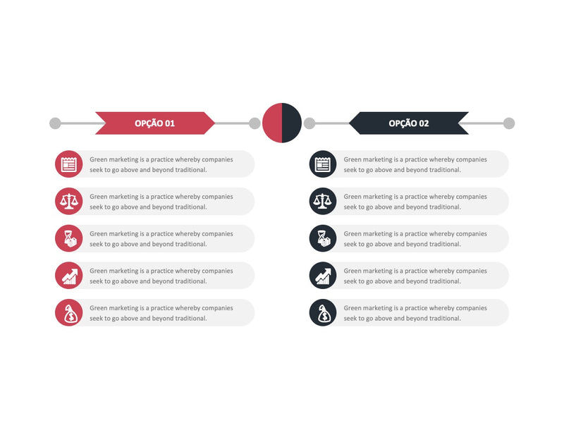 Comparações com Prós e Contas - Pacote com 9 Slides