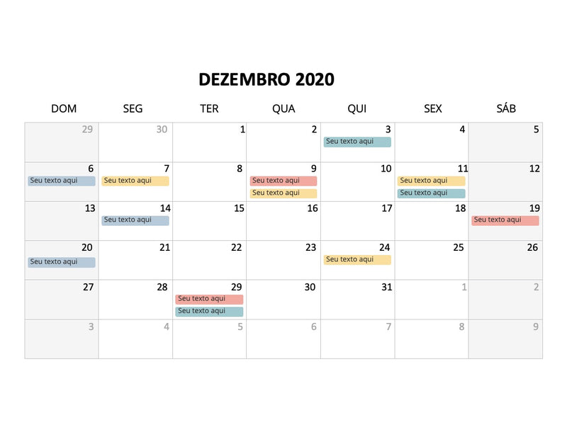 Calendário 2020 a 2022 - Pacote com 40 Slides