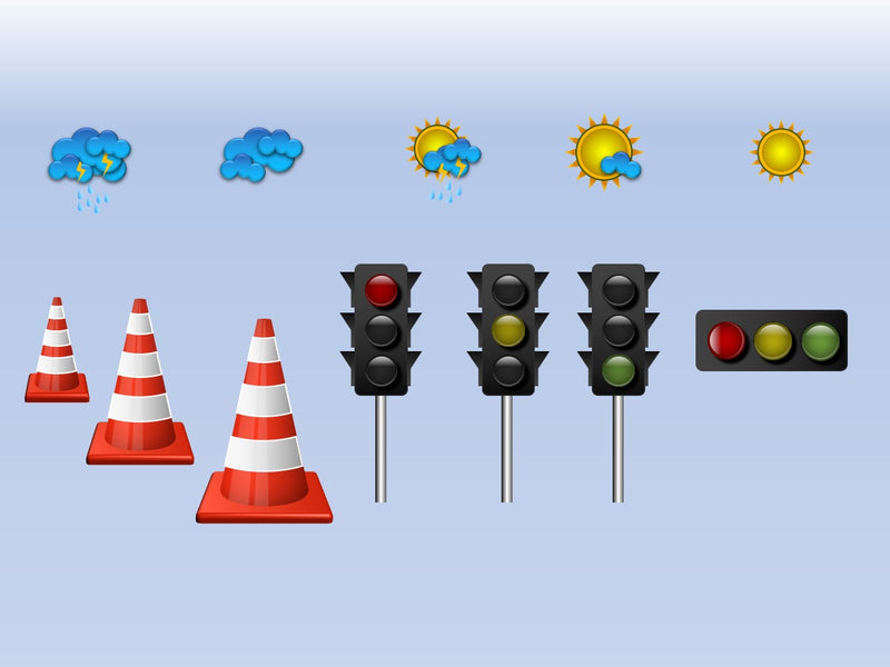 Estrada Sinalização de Trânsito - Pacote de 4 Slides