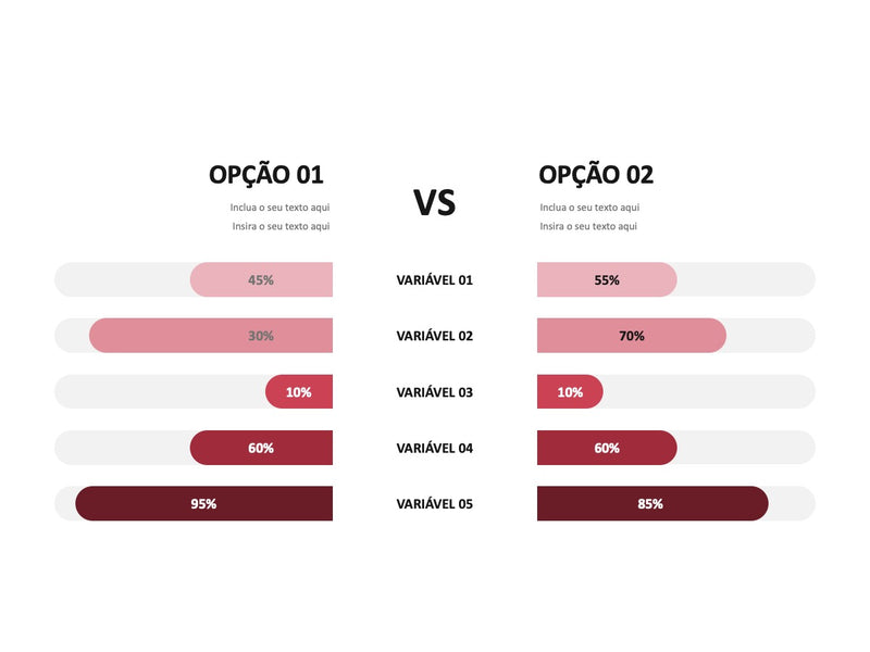 Comparações com Prós e Contas - Pacote com 9 Slides