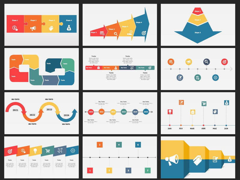 Linha do Tempo - Super Pacote com 50 Slides