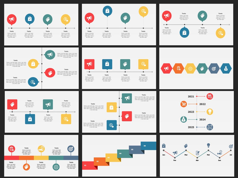 Linha do Tempo - Super Pacote com 50 Slides