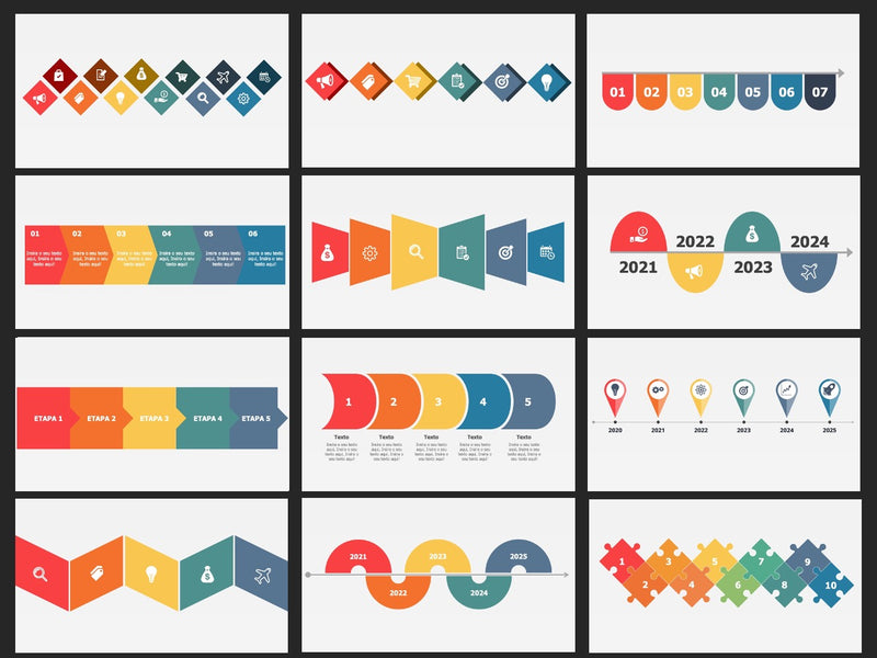 Linha do Tempo - Super Pacote com 50 Slides