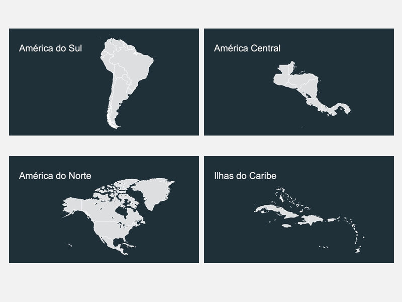 Mapa Continente Américas - Pacote com 4 Slides