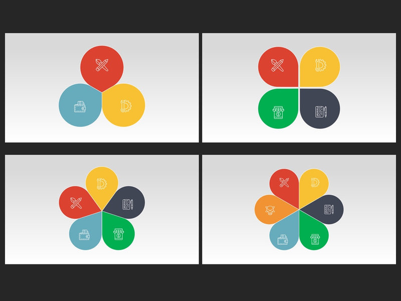 Infográfico de Pétalas - Pacote com 4 Slides