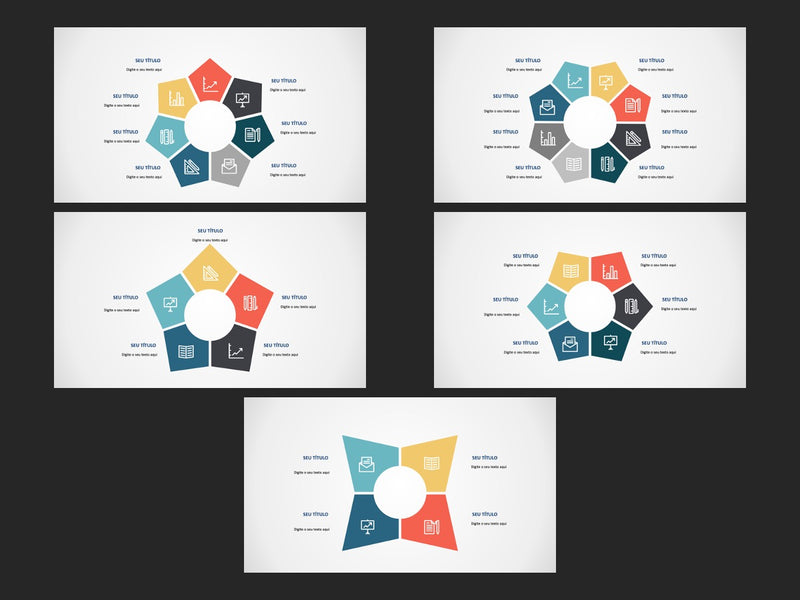 Processo Infográfico Estrela - Pacote com 5 Slides