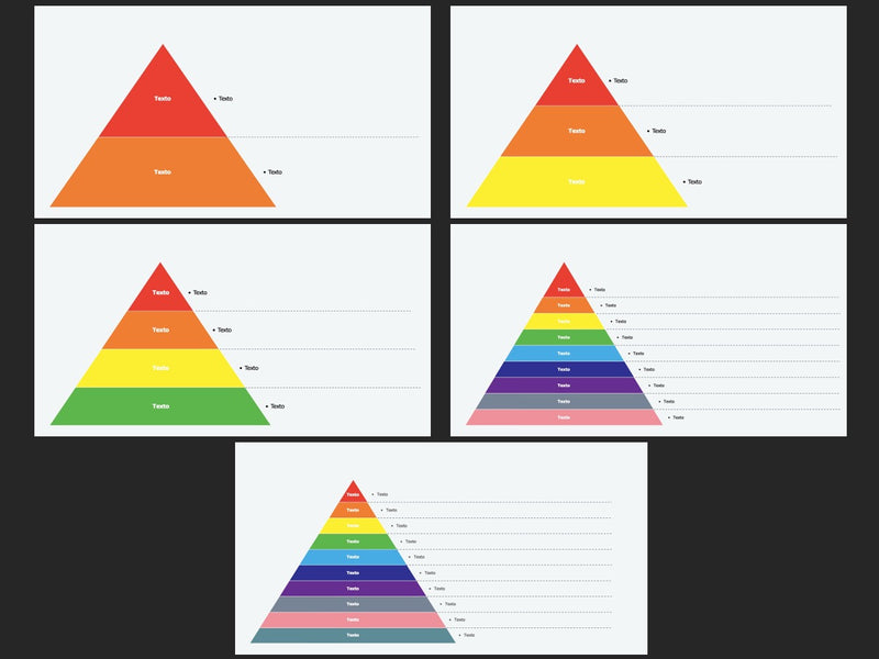 Pirâmide com 10 Etapas Claro - Pacote com 5 Slides