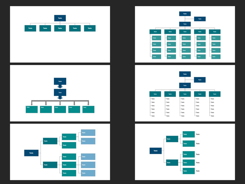 Modelos de Organograma - Pacote com 6 slides