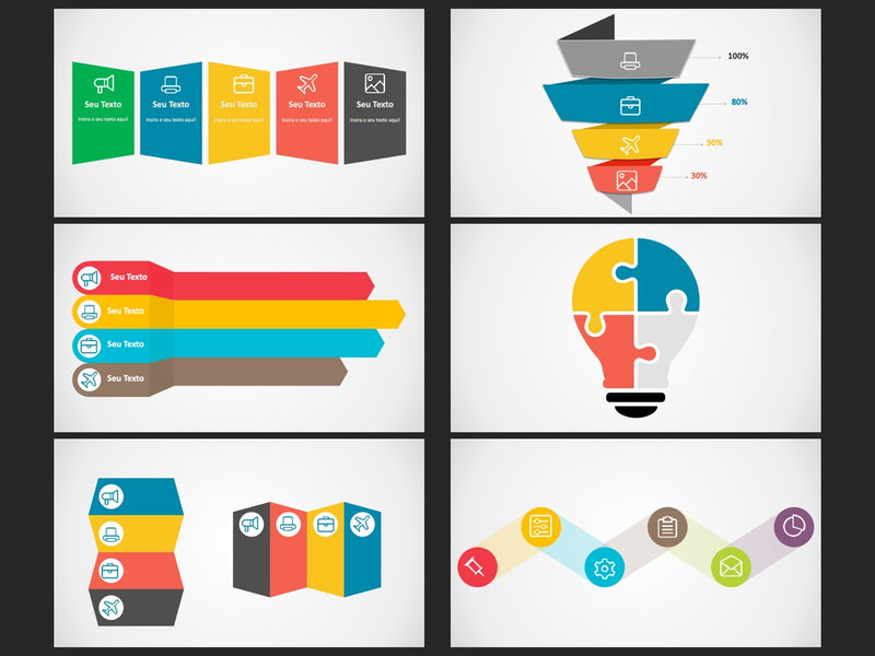 Kit Infográficos - Pacote com 6 slides