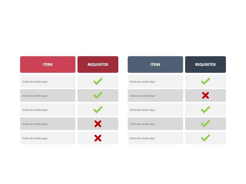 Comparações com Prós e Contas - Pacote com 9 Slides