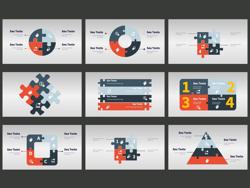 Infográficos Quebra-Cabeça - Pacote com 8 slides